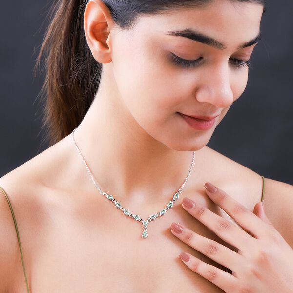 Nat&uuml;rliches Merelani Mint-Granat Collier, ca. 45 cm, 925 Silber platiniert ca. 1.82 ct image number 2