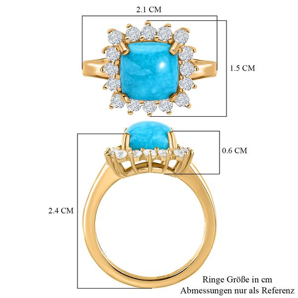 Sleeping Beauty T&uuml;rkis und Zirkon Halo Ring - 3,09 ct. image number 6