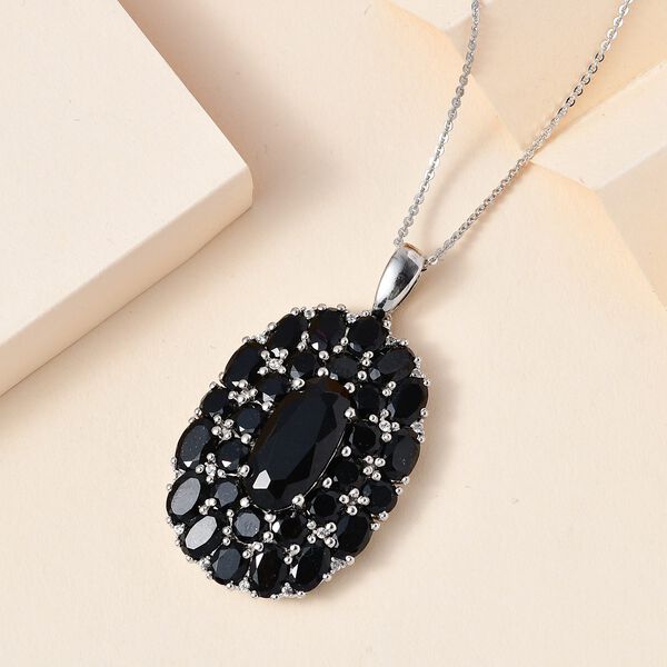 Schwarzer Turmalin Anh&auml;nger mit Kette, 925 Silber platiniert ca. 14.90 ct image number 3