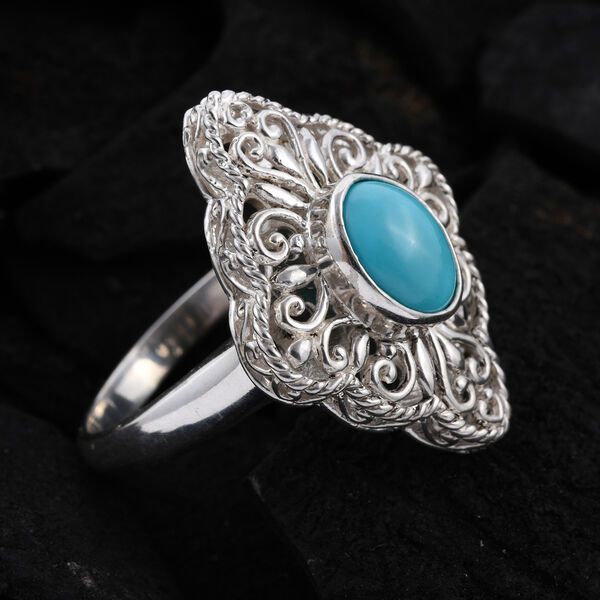 Royal Bali Kollektion - natürlicher Sleeping Beauty Türkis-Ring, 925 Silber  ca. 1,52 ct image number 2