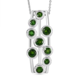 Natürlicher Chromdiopsid Schmuckset 925 Silber rhodiniert ca. 1,80 ct.
