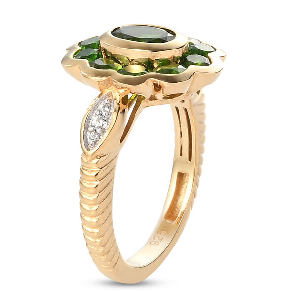 Natürlicher Chromdiopsid und Zirkon Ring 925 Silber vergoldet  ca. 2,17 ct image number 5