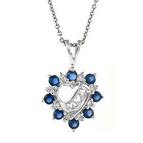 Labor blauer Saphir und Zirkonia-Anhänger mit 45cm Kette - 0,50 ct.