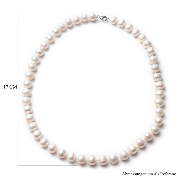 Wei&szlig;e S&uuml;&szlig;wasserzucht Perle Halskette ca. 50 cm 925 Silber rhodiniert image number 4