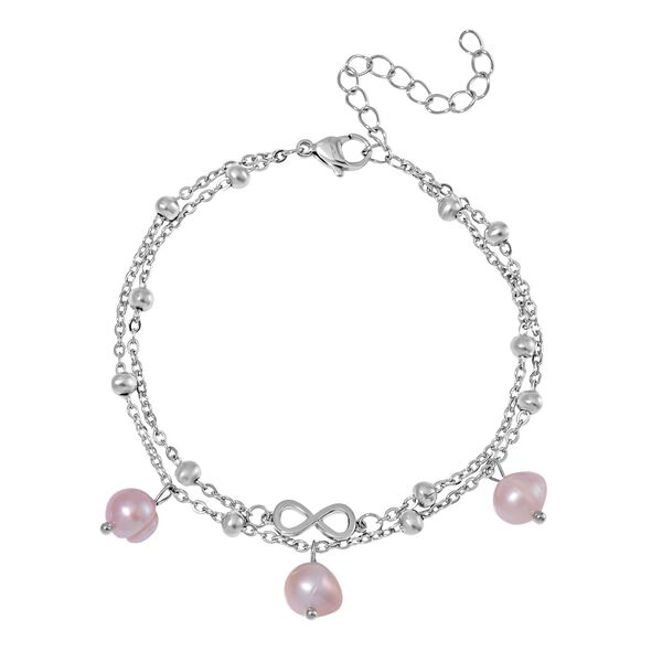 Mehrfarbiges S&uuml;&szlig;wasser Perlen Armband, ca. 19 cm + 5 cm Extender, Reiner Edelstahl