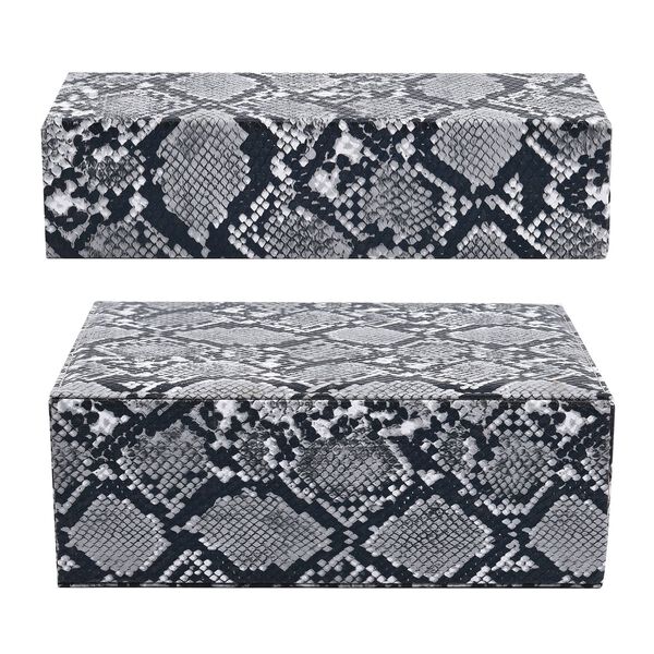2er-Set, Schmuckkasten mit Reise-Etui aus Kunstleder mit Python-Prägung, 24x19x9 und 22x17x3 cm, Grau image number 4