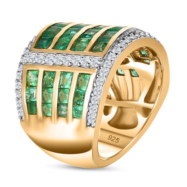 AAA Kagem sambischer Smaragd und Zirkon-Ring - 4,24 ct. image number 5