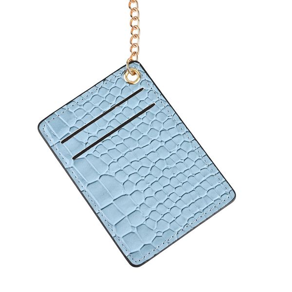 PASSAGE Crossbody Tasche aus PU-Lackleder mit Krokoprägung und RFID-Schutz, 18x7x11 cm, Himmelblau image number 5