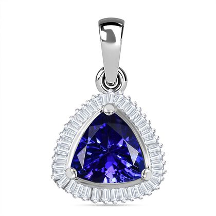 Rhapsody AAAA Tansanit, Wei&szlig;er Diamant Anh&auml;nger 950 Platin ca. 2.09 ct