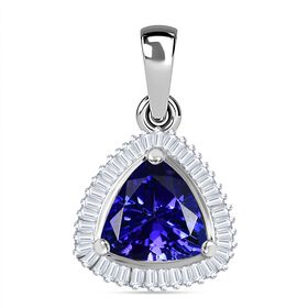Rhapsody AAAA Tansanit, Weißer Diamant Anhänger 950 Platin ca. 2.09 ct