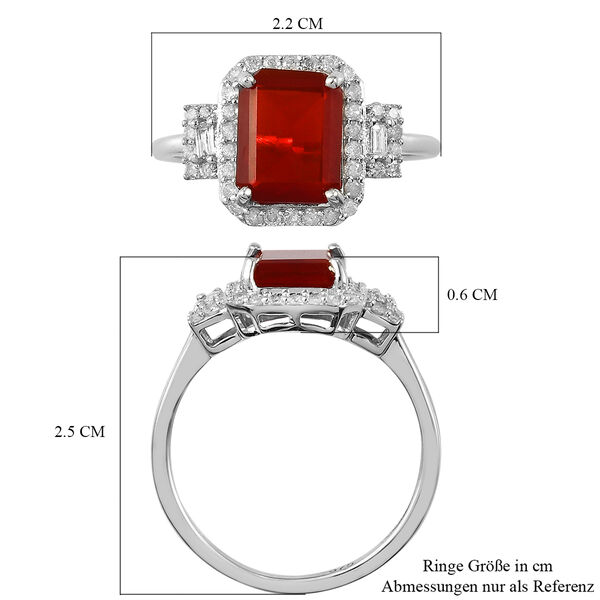 Mexikanischer Kirschfeuer-Opal und Diamant-Ring - 1,89 ct. image number 7