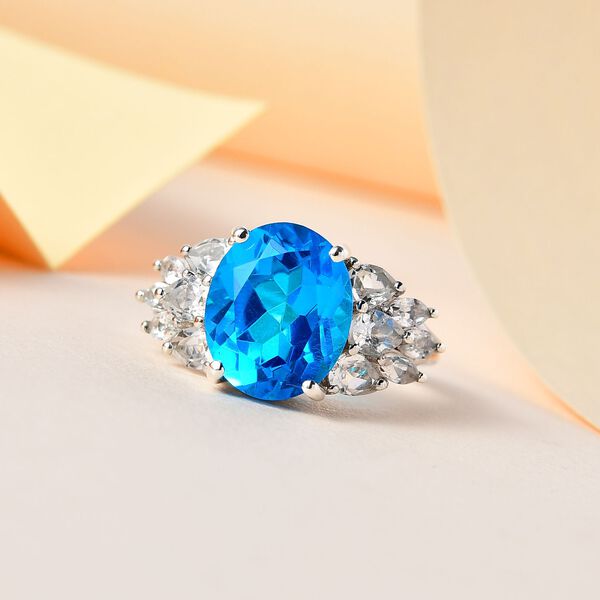 Karibik Quarz und weißer Topas-Ring - 7,01 ct. image number 2