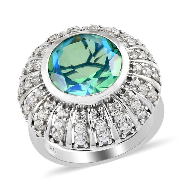 Pfau Triplett Quarz und Zirkon Ring 925 Silber platiniert  ca. 7,31 ct image number 4