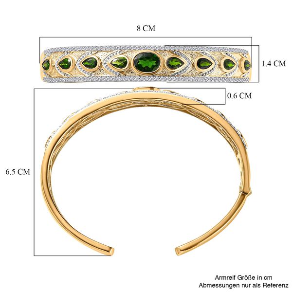 Natürlicher Chromdiopsid Armreif, ca. 19 cm, 925 Silber Gelbgold Vermeil ca. 7.52 ct image number 6