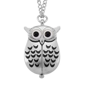 STRADA Eulen-Uhr, Aufklapp-Fl&uuml;gel-Design PC21S Japanisches Uhrwerk, Edelstahlboden, wasserresistenter Konstruktion, Silberfarben