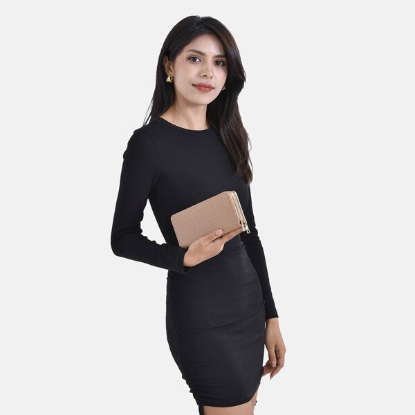 Elegantes Brieftasche in dunklem Apricot mit RFID-Schutz und Pr&auml;gemuster image number 2