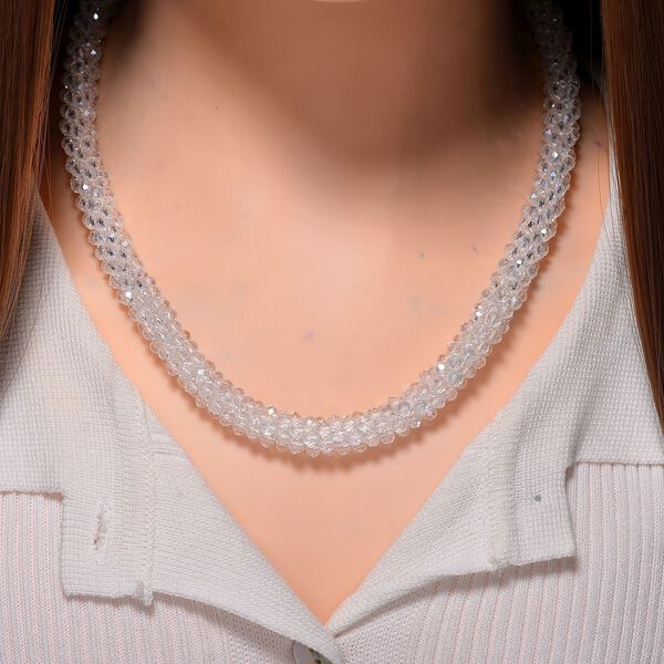 Simulierte mystische weiße Kristall-Halskette, 50+5 cm image number 2