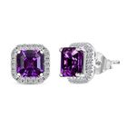 AAA Lab Grown Lila Saphir, Lab Grown Diamant Ohrringe 417 Gold ca. 5.05 ct