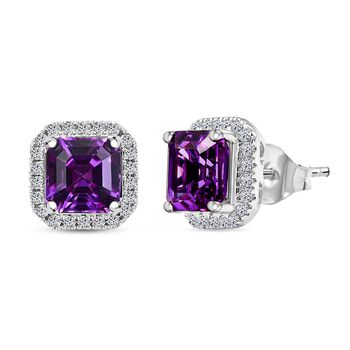 LUXURIANT DIAMOND- zertifiziert und gepr&uuml;ft AAA Labor Lila Saphir und Labor Diamant Ohrringe in 417 Wei&szlig;gold - 5 ct.