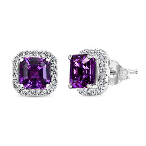 LUXURIANT DIAMOND- zertifiziert und geprüft AAA Labor Lila Saphir und Labor Diamant Ohrringe in 417 Weißgold - 5 ct. image number 0