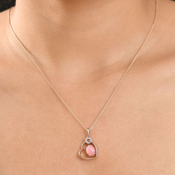 Herzklang - D joy AA Vinicunca-Peruanischer Opal, Weißer Zirkon Anhänger 925 Silber 750 rosévergoldet ca. 1,78 ct. image number 3