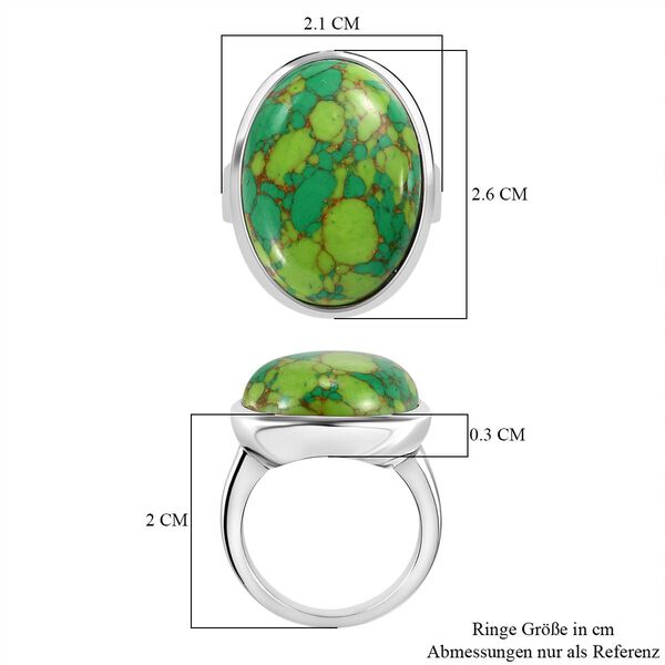 Gr&uuml;nes T&uuml;rkis Ring, Edelstahl, (Gr&ouml;&szlig;e 21.00), ca. 16.17 ct image number 7