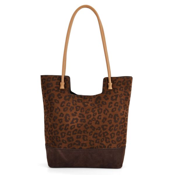 2er-Set Echtleder-Taschen, Shopper und Umh&auml;ngetasche mit trendigem Leopardenmuster, Dunkelbraun image number 8