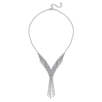 Wasserfall wei&szlig;es Kristall Collier,, ca. 50 cm, silberfarben
