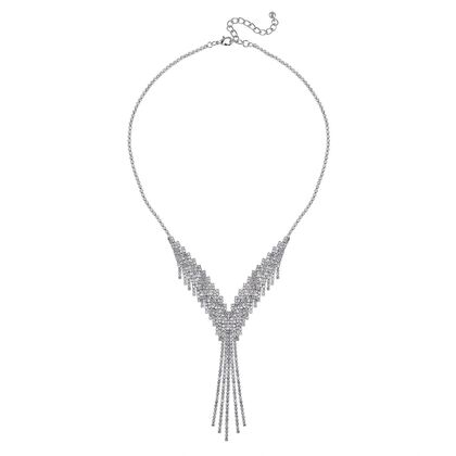 Wasserfall wei&szlig;es Kristall Collier,, ca. 50 cm, silberfarben