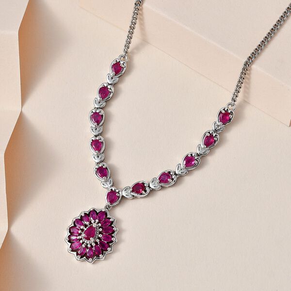 Afrikanischer Rubin (Fissure gefüllt) Halskette ca. 45 cm 925 Silber platiniert ca. 3,13 ct. image number 2