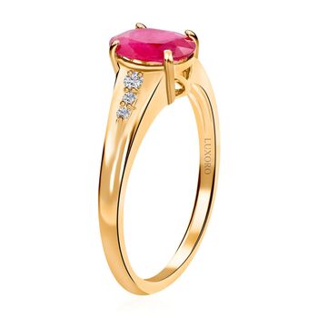 AAA Nat&uuml;rlicher Mosambik-Rubin, Wei&szlig;er Diamant Ring 585 Gold (Gr&ouml;&szlig;e 16.50) ca. 1,40 ct