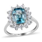 AAA Ratanakiri Blauer Zirkon und Zirkon Halo Ring 375 Weißgold image number 3