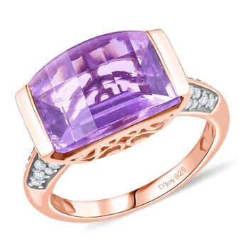 D'Joy AAA Rose De France Amethyst und Zirkon Ring - 6,12 ct.