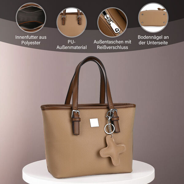 Crossbody Bag mit Designer-Anhänger in Kreuzform, Khaki image number 3