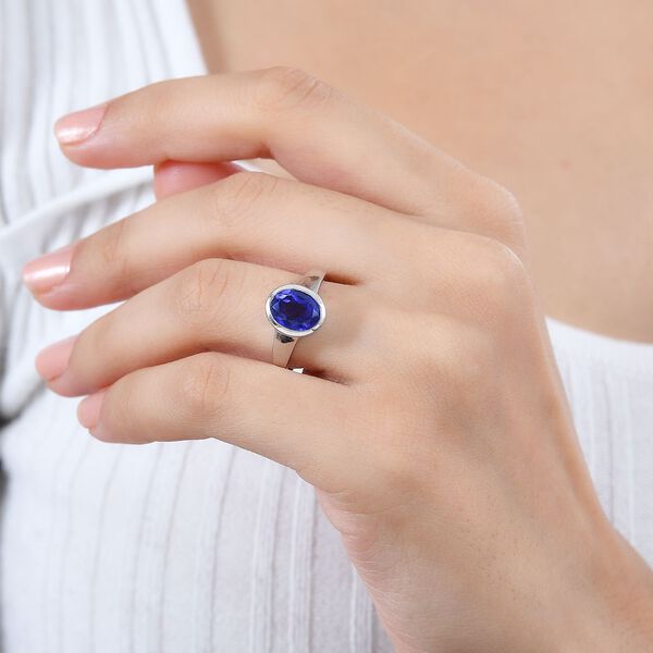 Tansanit-Farbe Quarz Ring 925 Silber rhodiniert (Größe 17.00) ca. 2,05 ct image number 3