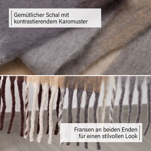 Weicher Karo-Schal, 40x225cm, braun image number 4