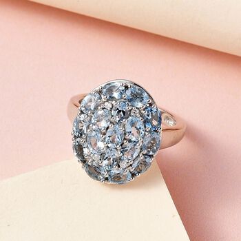 Santamaria Aquamarin und Zirkon Ring, 2,69 ct.