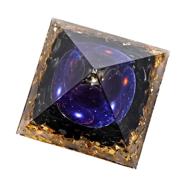 LIVMORE Kristall Pyramide Dekoration aus Kristall und Resin, 6cm, Dunkelblau image number 5