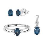 London Blau Topas Schmuckset 925 Silber platiniert (Größe 21.00), ca. 1.98 ct