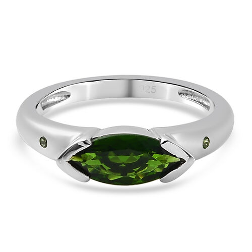 Natürlicher Chromdiopsid Ring 925 Silber platiniert  ca. 0,98 ct image number 0
