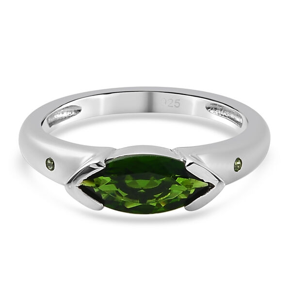 Nat&uuml;rlicher Chromdiopsid Ring 925 Silber platiniert  ca. 0,98 ct