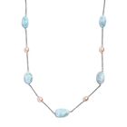 Larimar, Süßwasser Perle Halskette ca. 50 cm 925 Silber rhodiniert