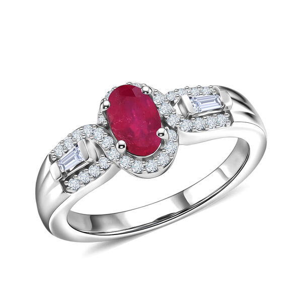 Afrikanischer Rubin und Zirkon-Ring, (Fissure gef&uuml;llt), 925 Silber platiniert image number 4