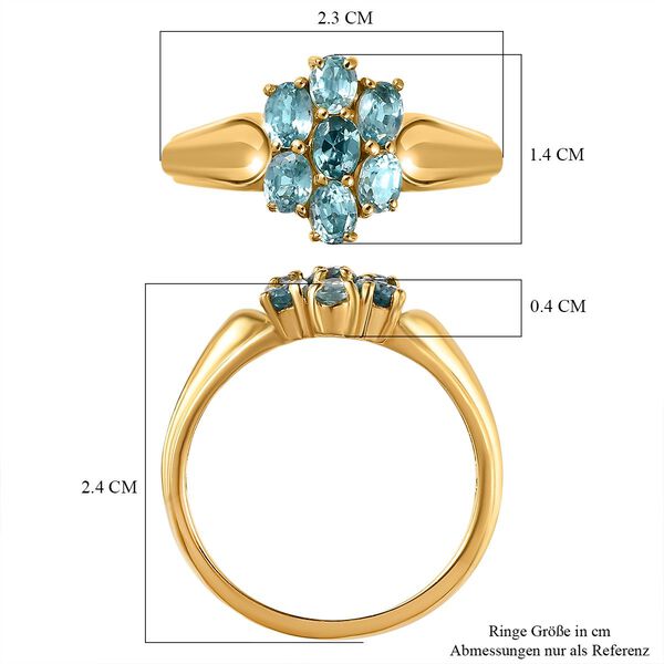 Kambodschanischer blauer Zirkon-Cluster-Ring - 1,96 ct. image number 6