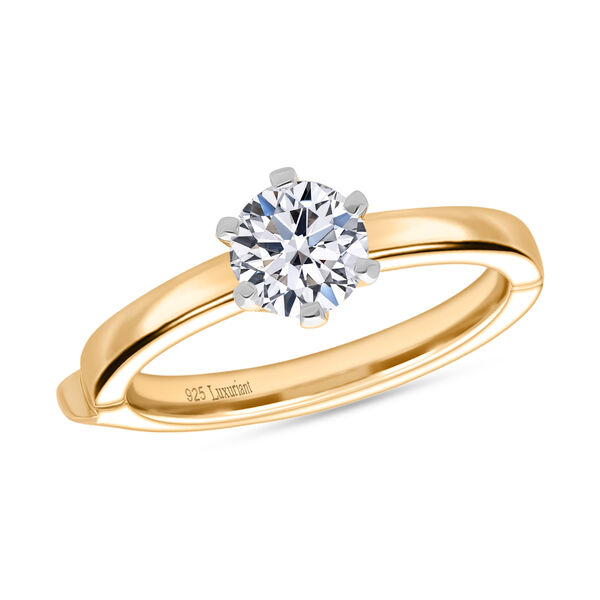 LUXURIANT SGL zertifizierter SI-GH Labor Rund-Diamant Ring, 925 Silber 750 Gelbgold Vermeil - 1 ct. image number 4