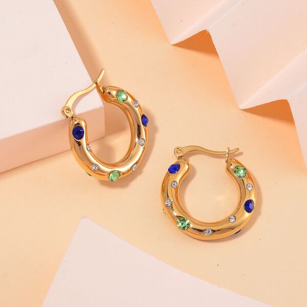 Mehrfarbige Kristall-Ohrringe in Goldton image number 2