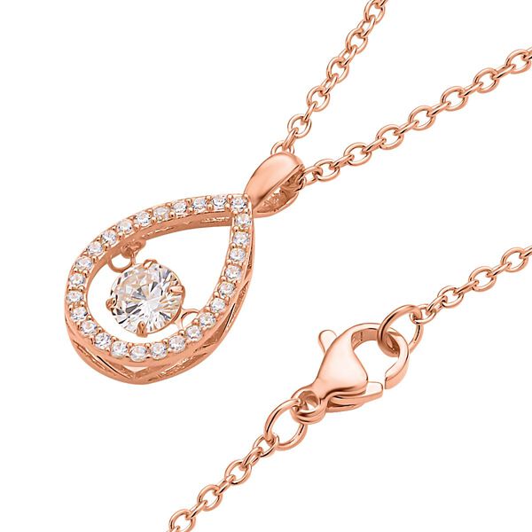 Wei&szlig;er Zirkonia-Anh&auml;nger mit Edelstahl-Kette, 925 Silber ros&eacute;vergoldet ca. 1,05 ct image number 4