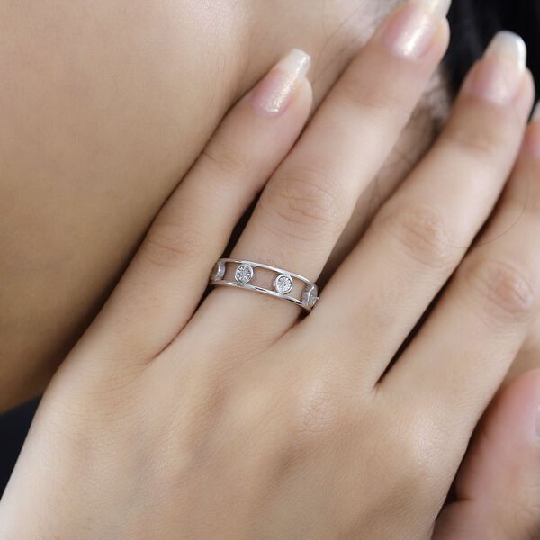 Doppelreihiger Ring mit Weißen Diamanten, 925 Silber rhodiniert (Größe 18.00) image number 3