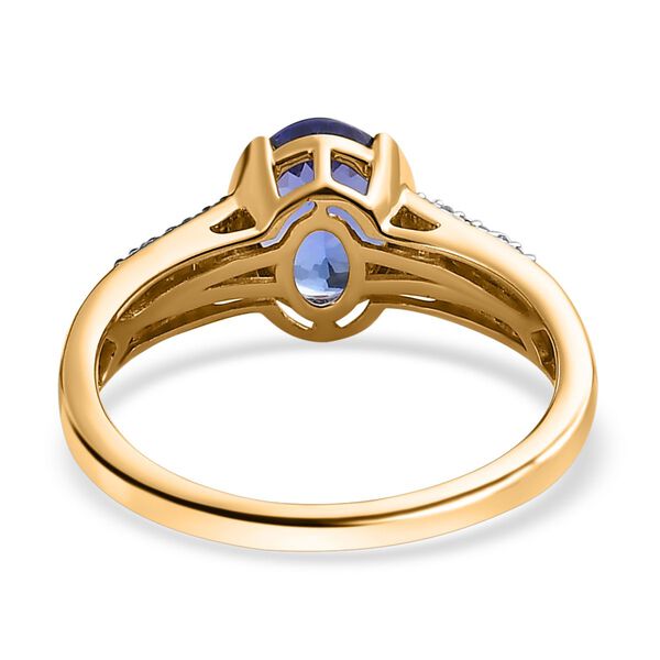 AAA Tansanit und Diamant Ring in 585 Gelbgold - 1,60 ct. image number 6