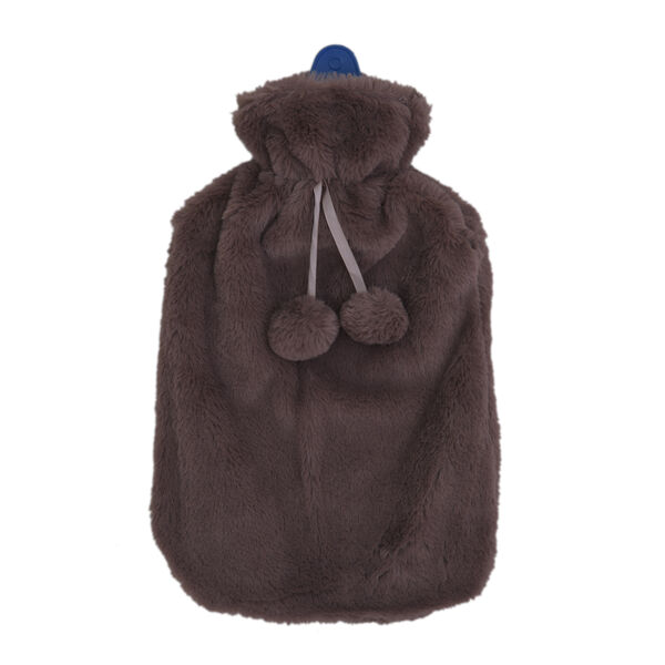 2er-Set W&auml;rmflasche mit superweichem Kunstfell Pl&uuml;schbezug, 2000ml, Gr&ouml;&szlig;e 18x32 cm, Rosa und Braun image number 2